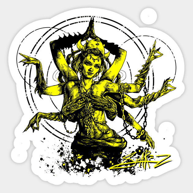 Kali Goddess Yellow Sticker by SuarezArt